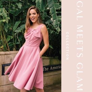 Gal Meets Glam Zoe Pleated Bow A-Line Dress